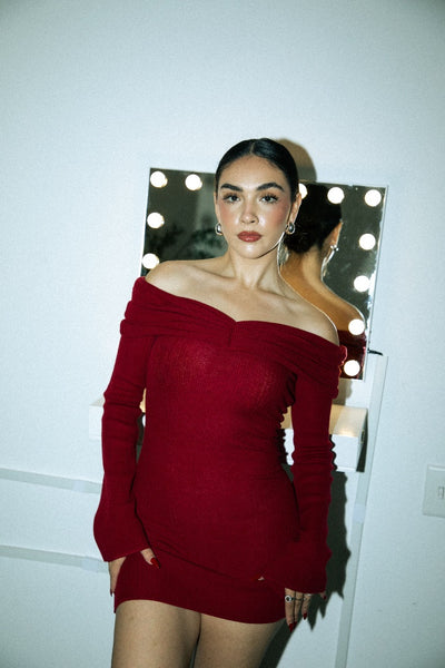 red off the shoulder knit dress – Dear Levi green irish dress